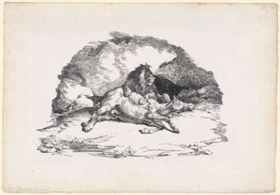 Leone che divora un cavallo (A Lion Devouring a Horse) da Theodore Gericault