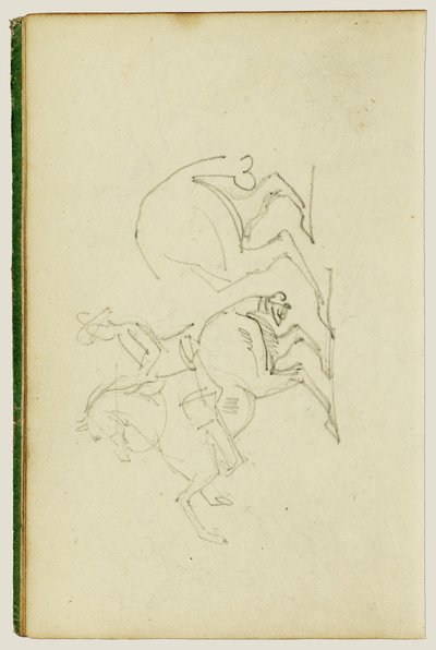 Uomo su un cavallo impennato, studio delle zampe posteriori del cavallo da Theodore Gericault