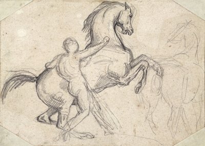 Stallone impennato tenuto da un uomo nudo da Theodore Gericault