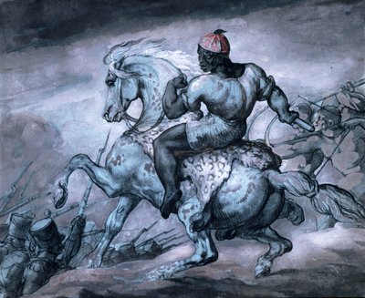 Scena dalla guerra coloniale: un nero su un cavallo impennato da Theodore Gericault
