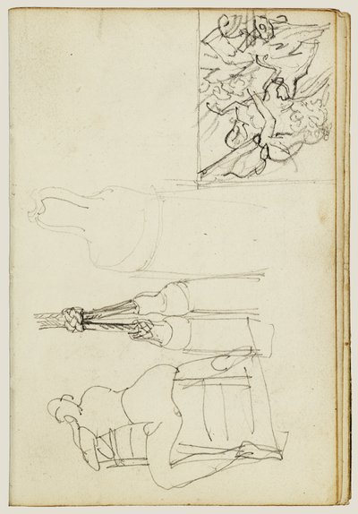 Nappine, figura seduta vista da dietro la sedia, bozzetto in miniatura del “Cacciatore alla carica” da Theodore Gericault