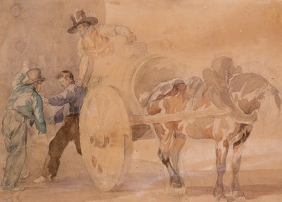 Tre uomini che scaricano un carro da Theodore Gericault