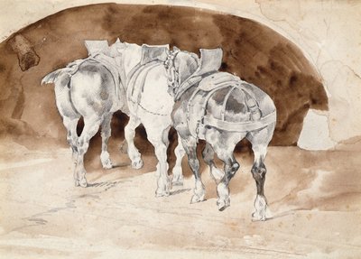 Tre cavalli pesanti con imbracatura da Theodore Gericault