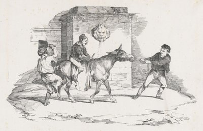 Tre bambini che giocano con un asino (Three Children Playing with a Donkey) da Theodore Gericault