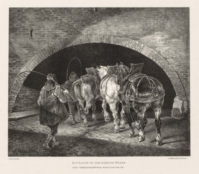 Vari soggetti disegnati dal vivo e su pietra: Ingresso al molo Adelphi, 1821 da Theodore Gericault