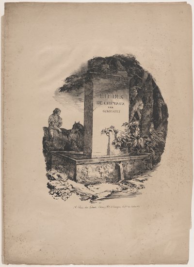 Abbeveratoio, frontespizio di "Studi sui cavalli" (Études de Chevaux) da Theodore Gericault