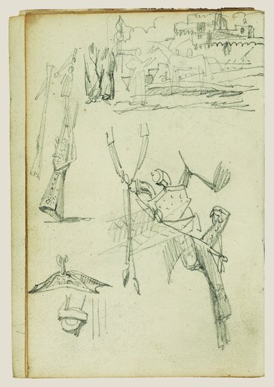 Studi sulle armi, studio compositivo di una scena in un castello da Theodore Gericault