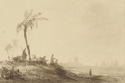 Beduini sotto una palma da Theodore Gudin