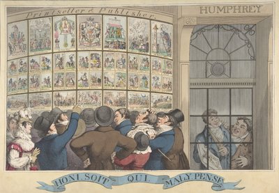 Honi. Soi. Qui. Mal. Y. Pense: Il negozio di caricature di G. Humphrey, 27 St. James..., 12 agosto 1821 da Theodore Lane