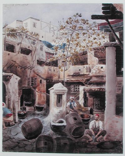 Una tintoria, Rue du Divan, Algeri. c.1835 da Theodore Leblanc
