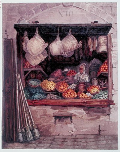 Una donna che vende frutta e verdura, Algeri, c.1835 da Theodore Leblanc