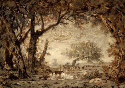 Tramonto dalla foresta di Fontainebleau da Theodore Rousseau