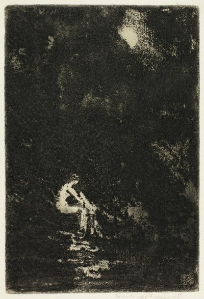 Una ninfa che si bagna, al chiaro di luna da Theodore Roussel