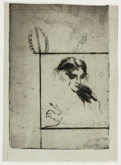 Testa di ragazza appoggiata sulla mano da Theodore Roussel
