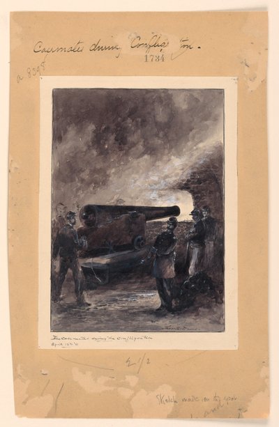 Un cannone in casamatta durante l