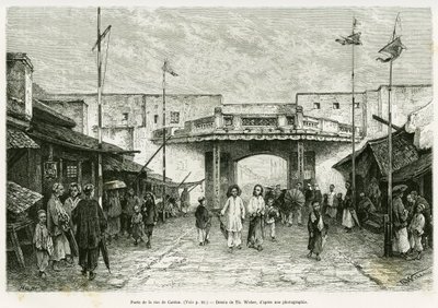 Porta della strada Canton a Hanoi. Incisione di Th. Weber, da una fotografia, per illustrare il racconto Trenta mesi nel Tonchino nel 1884, del dottor Hocquard, in Le Tour du monde 1889, sotto la direzione di Edouard Charton (1807-1890), Hachette, Parigi da Theodore Weber