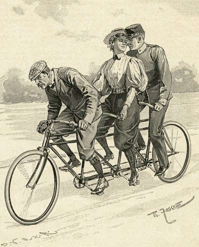 Bicicletta per tre persone, chiamata bicicletta tandem da Theodore Zasche