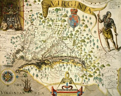 Mappa della Virginia, con un