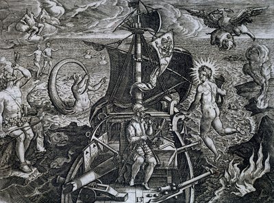 Allegoria dei viaggi di Ferdinando Magellano da Theodore de Bry