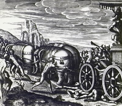 Devoti schiacciati da un carro durante la processione dell