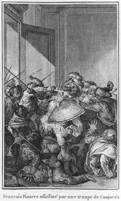 Francisco Pizarro assassinato da un esercito di cospiratori, 1541 da Theodore de Bry