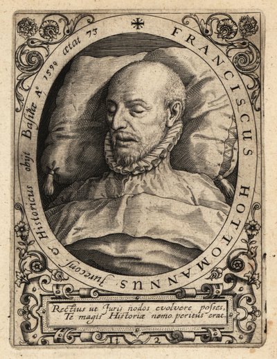 Francois Hotman, sul letto di morte da Theodore de Bry