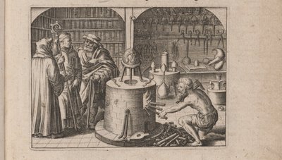 Illustrazione per Tripvs avrevs, hoc est, Tres tractatvs chymici selectissimi.., 1618 da Theodore de Bry