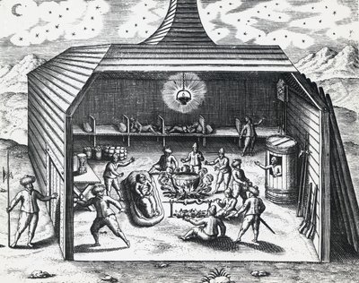 Interno della casa invernale di William Barents nell