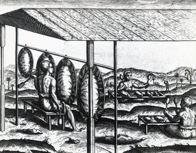 Strumenti musicali giavanesi, incisione da Theodore de Bry