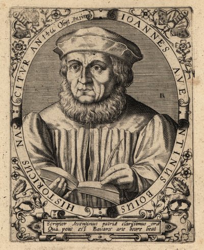 Johannes Aventinus, storico bavarese da Theodore de Bry