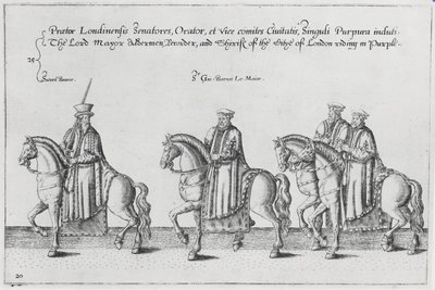 Il sindaco e gli assessori nel corteo funebre di Sir Philip Sidney verso la Cattedrale di San Paolo, 1587 da Theodore de Bry