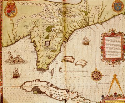 Mappa della Florida e Cuba da Theodore de Bry
