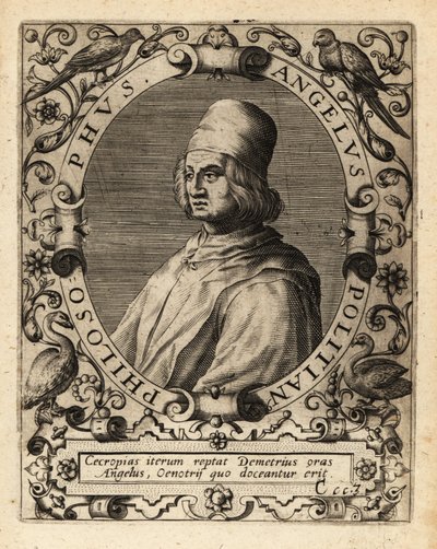 Poliziano, studioso classico italiano da Theodore de Bry