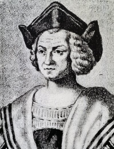 Ritratto di Cristoforo Colombo, incisione di Theodor de Bry da Theodore de Bry