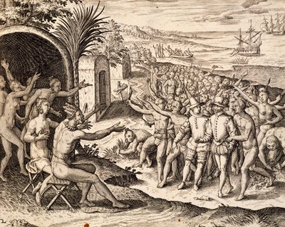 Accoglienza degli olandesi da Theodore de Bry