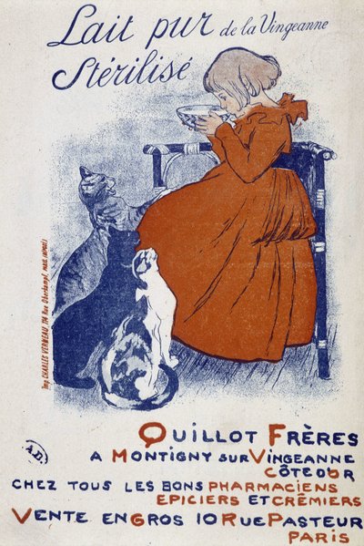 Poster pubblicitario per il latte puro della Vingeonne da Théophile Alexandre Steinlen
