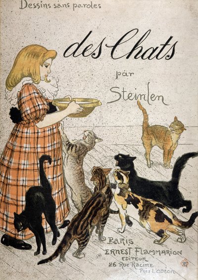 Ragazza che porta una ciotola di latte ai gatti - copertina "Gatti" di Steinlen, XIX secolo da Théophile Alexandre Steinlen