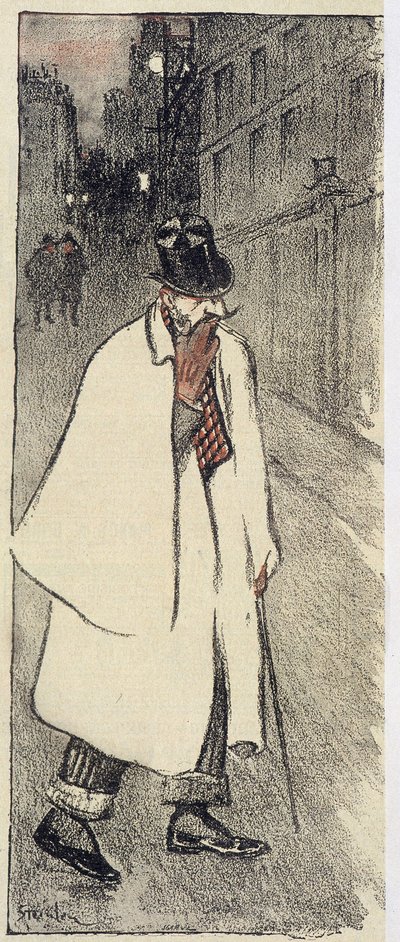 Uomo con cappotto che cammina per strada - in "Gil Blas" di Nov. 1894 da Théophile Alexandre Steinlen
