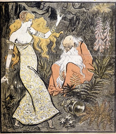 Merlino e Viviana ("Brocéliande") - di Steinlen da Théophile Alexandre Steinlen