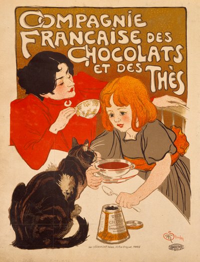 Poster pubblicitario per "Compagnie française des chocolats et des thés" di Theophile Alexandre Steinlen (1859-1923), circa 1898, Bibliothèque des Arts Décoratifs, Parigi da Théophile Alexandre Steinlen