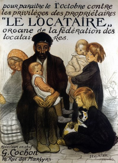 Manifesto di presentazione della Federazione degli Inquilini, Parigi 1913 da Théophile Alexandre Steinlen