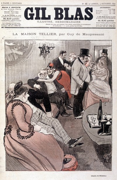 La Casa Tellier di Guy de Maupassant - di Steinlen, in "Gil Blas" del 09/10/1892 (stesso disegno del n. 15587) da Théophile Alexandre Steinlen