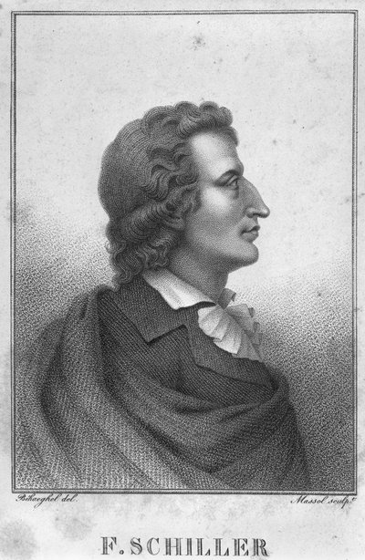Friedrich Schiller (1759-1805) inciso da Massol (d.1831) (incisione) da Theophile Behaeghel