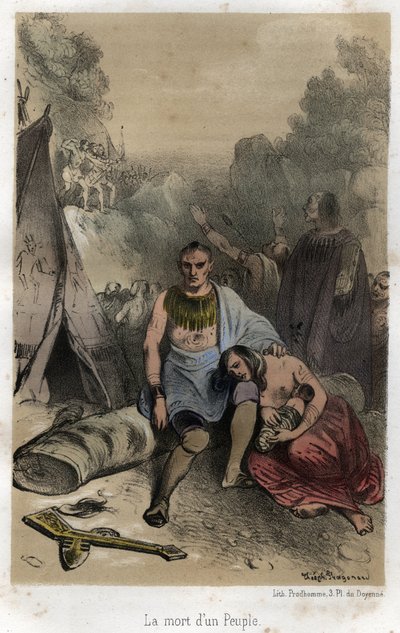 I massacri degli Uroni da parte degli Irochesi in Canada nel 1763 (Trattato di Parigi). Incisione del 1845 in "La storia drammatica e pittoresca dei Gesuiti dalla fondazione dell