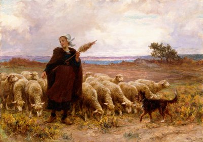 Pastorella con il suo gregge, 1907 da Theophile Louis Deyrolle