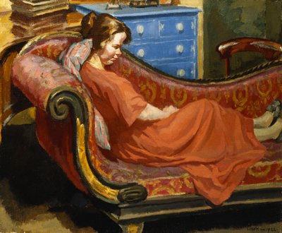 Ragazza che riposa su una chaise longue da Therese Lessore