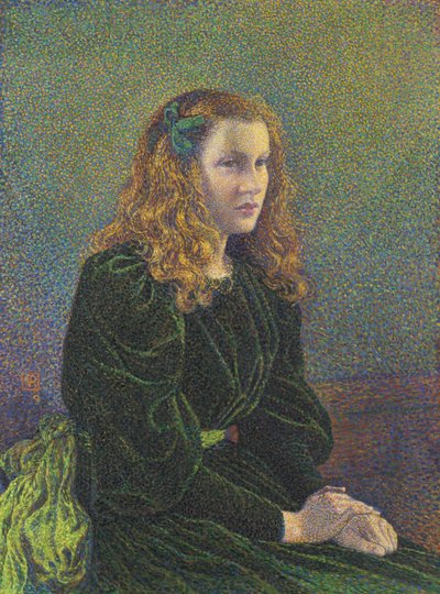 Giovane donna in abito verde Germaine Maréchal, 1893 da Théo van Rysselberghe