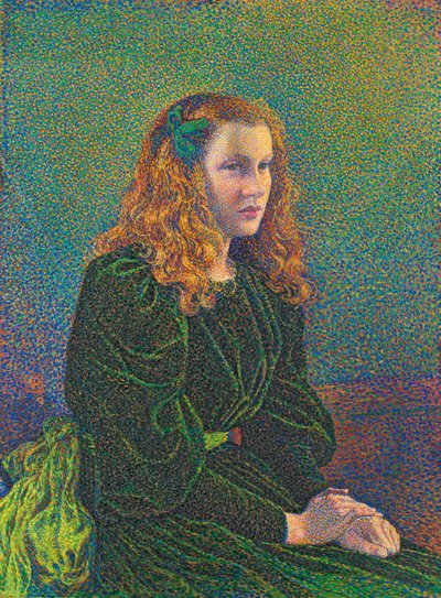 Giovane donna in abito verde da Théo van Rysselberghe