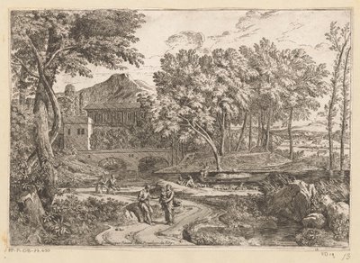 Paesaggio arcadico con un gregge di capre vicino all