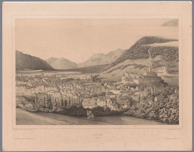 Vista su Coira nei Grigioni da Théodore Achille Louis Dumoncel